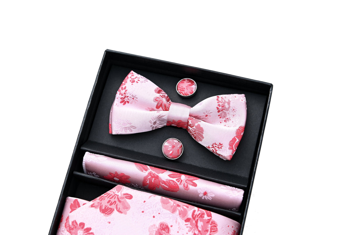 kids atelier moustache Pink Floral Tie Set