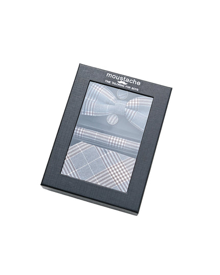 kids atelier moustache Brown Plaid Tie Set