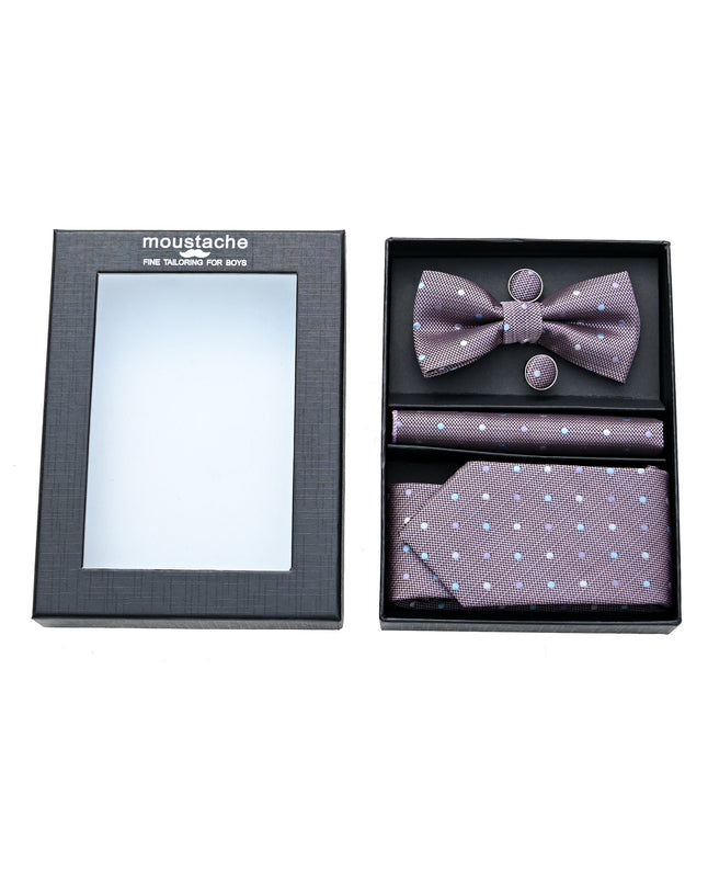 kids atelier moustache-kids-bowtie-tie-cufflinks-pocketsquare-set-ma42046