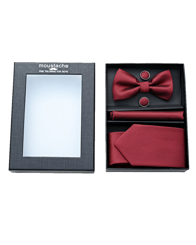 kids atelier moustache-kids-tie-bowtie-tie-cufflinks-pocketsquare-set-ma42047
