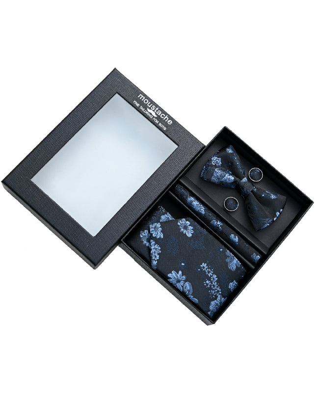 kids atelier moustache Blue Floral Tie Set