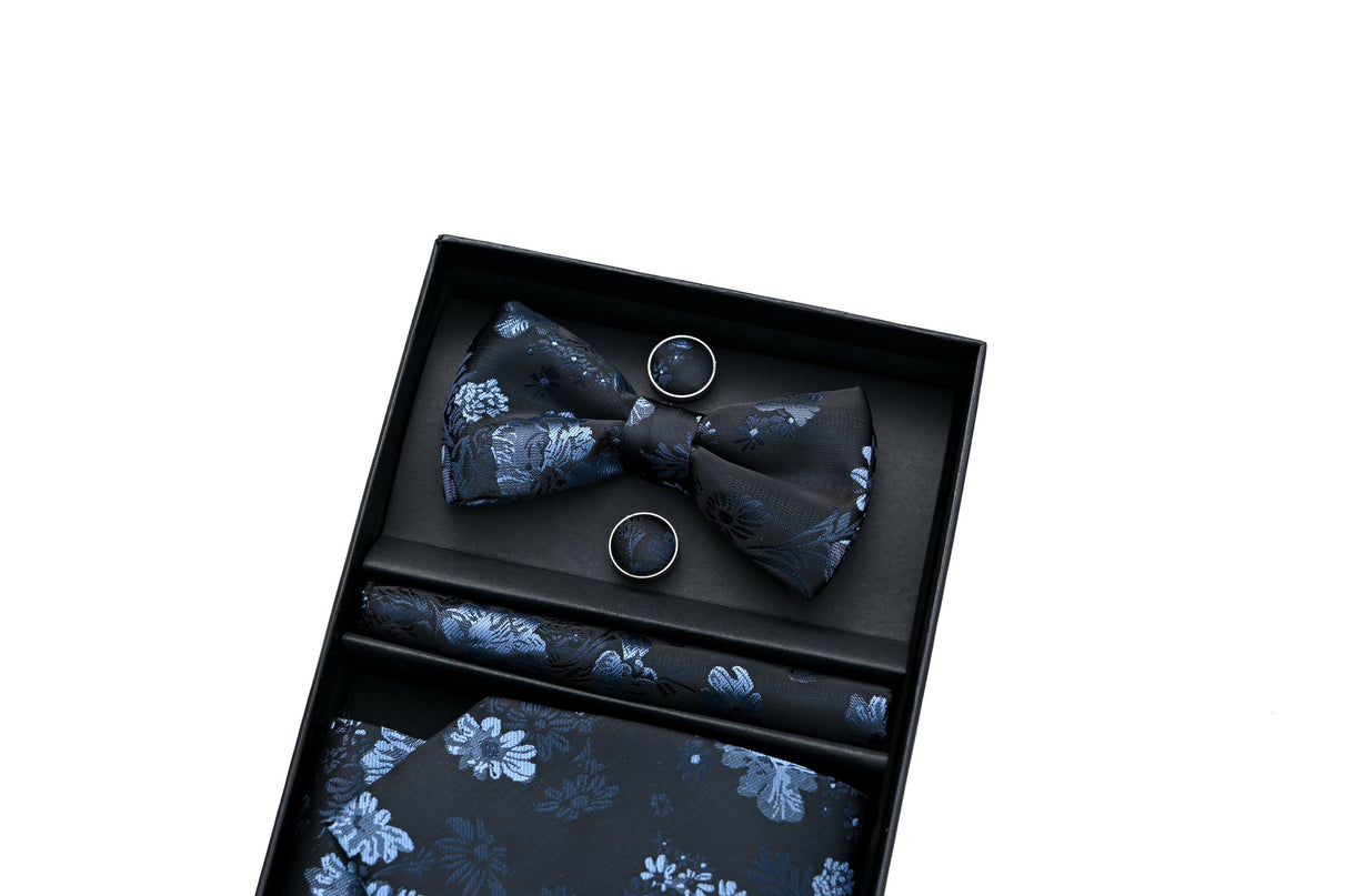 kids atelier moustache Blue Floral Tie Set