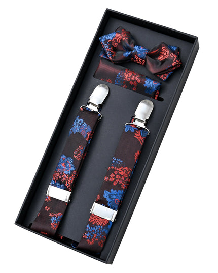 kids atelier moustache Burgundy Floral Suspender Set