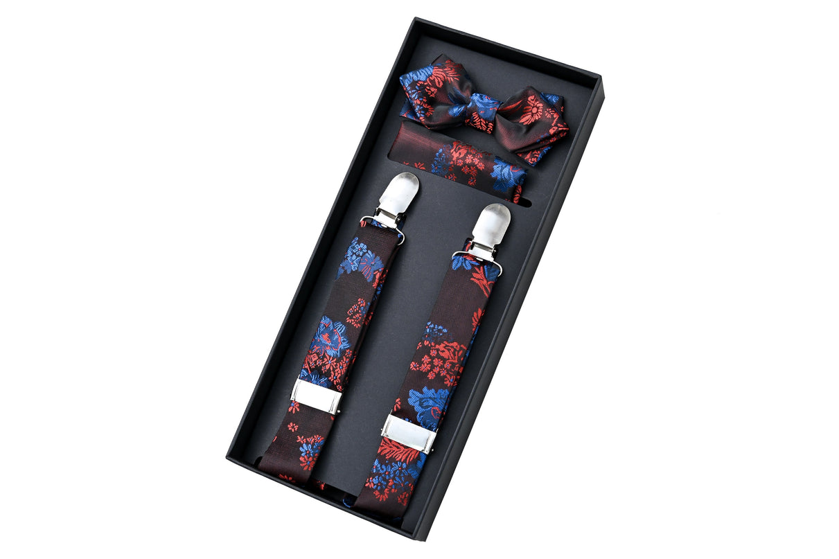 kids atelier moustache Burgundy Floral Suspender Set