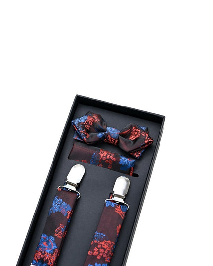 kids atelier moustache Burgundy Floral Suspender Set