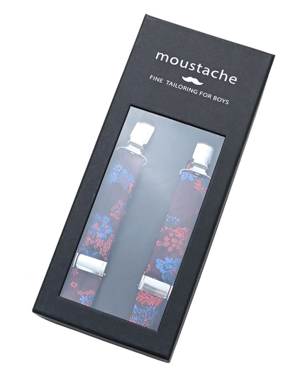 kids atelier moustache Burgundy Floral Suspender Set