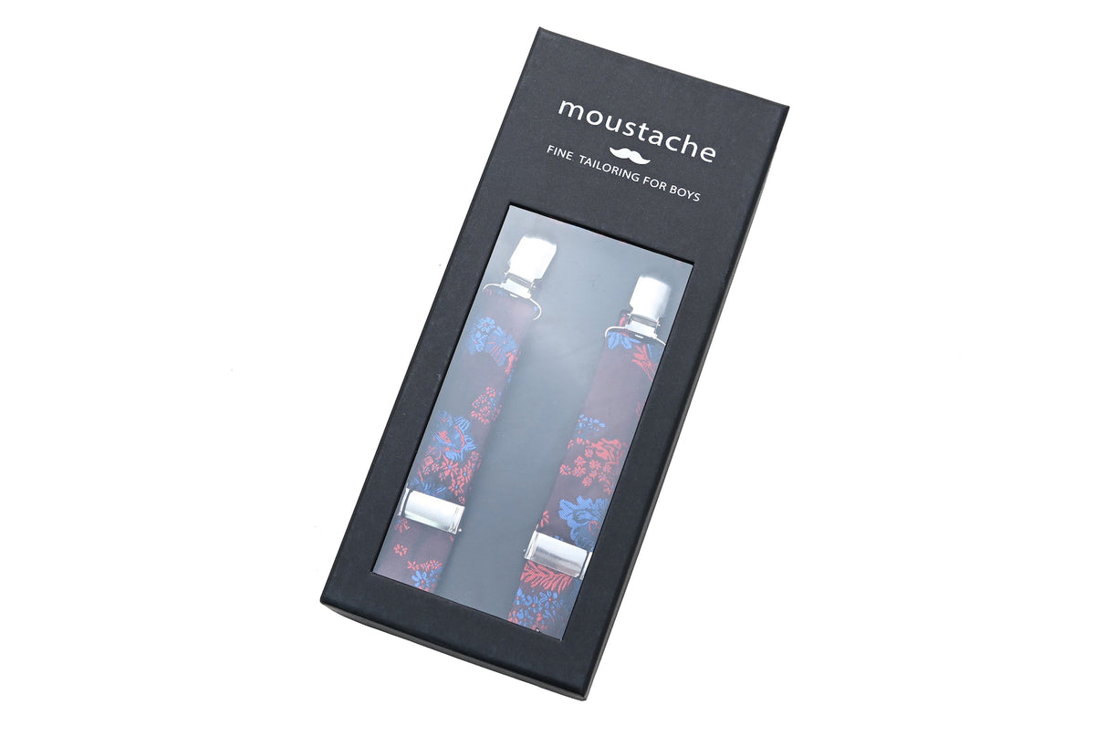 kids atelier moustache Burgundy Floral Suspender Set