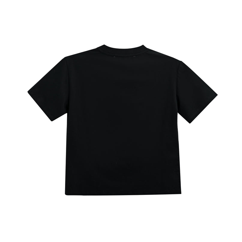 kids atelier moustache Black T-Shirt with Mustache Detail