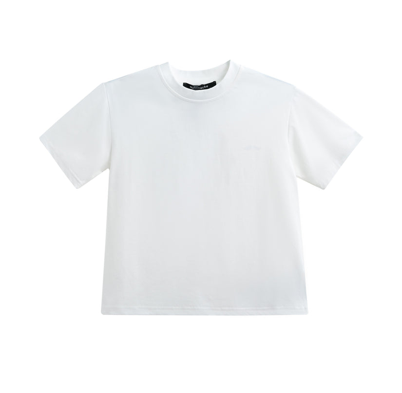 kids atelier moustache White T-Shirt with Mustache Detail