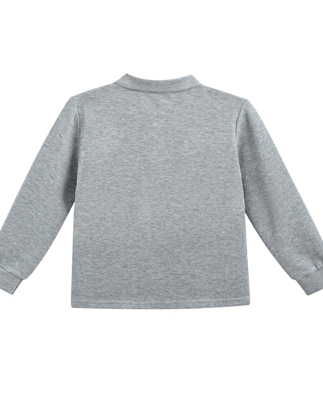 kids atelier moustache Gray Long-Sleeve Polo Shirt