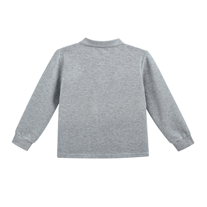 kids atelier moustache Gray Long-Sleeve Polo Shirt
