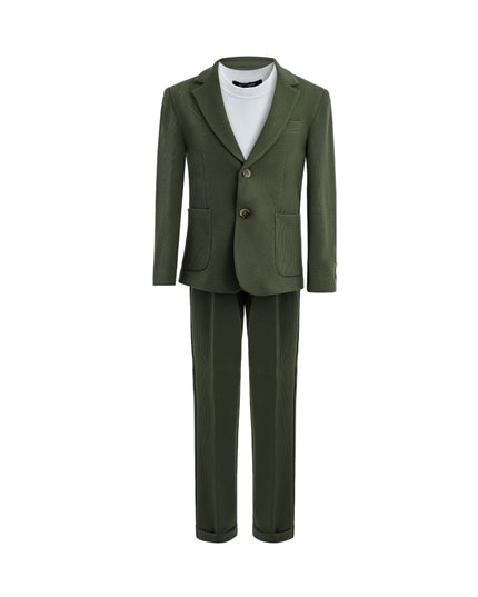 kids atelier moustache green Slim-Fit Suit Set