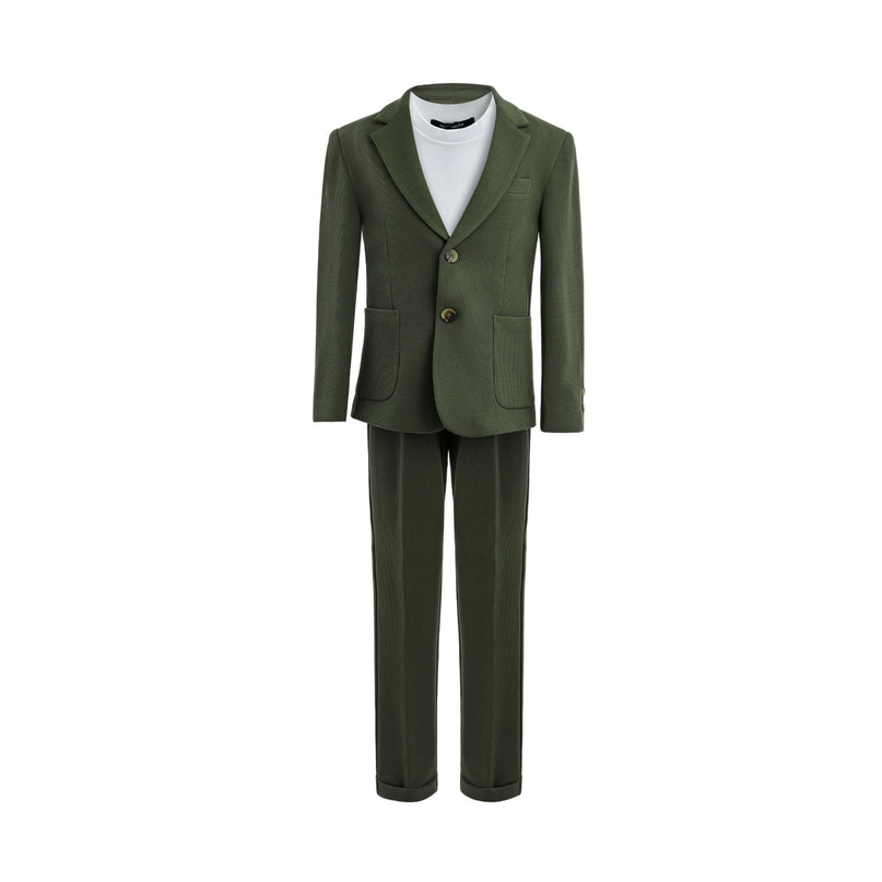 kids atelier moustache green Slim-Fit Suit Set
