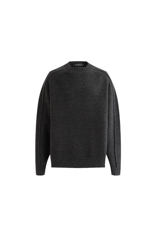 kids atelier moustache Dark Gray Ribbed Crewneck Sweater