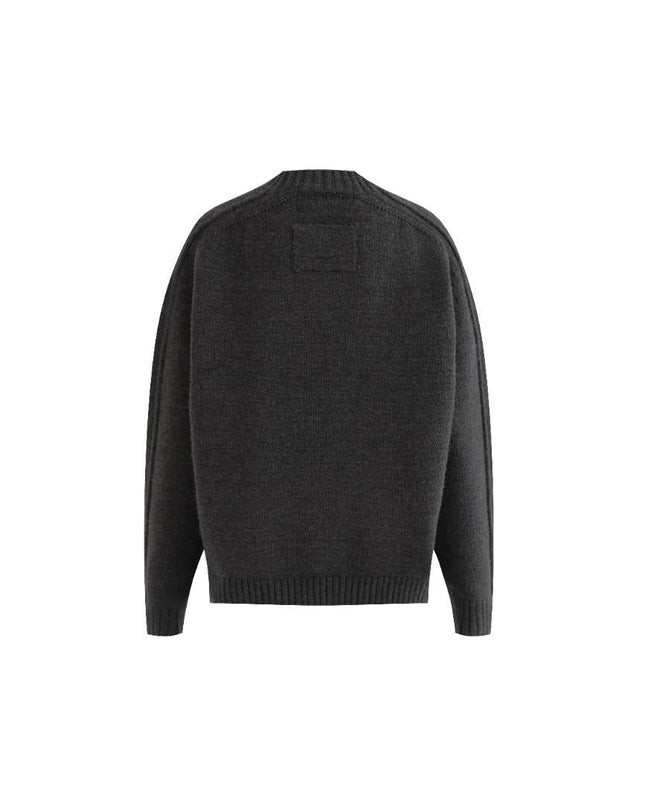 kids atelier moustache Dark Gray Ribbed Crewneck Sweater