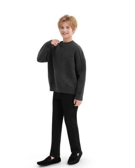 kids atelier moustache Dark Gray Ribbed Crewneck Sweater