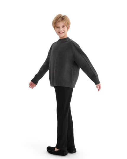 kids atelier moustache Dark Gray Ribbed Crewneck Sweater
