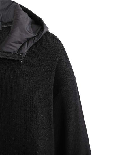 kids atelier moustache Black Ribbed Half-Zip Hoodie