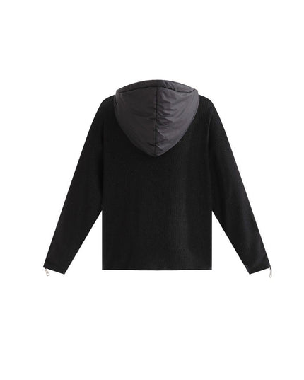 kids atelier moustache Black Ribbed Half-Zip Hoodie