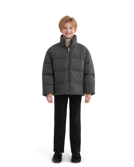 kids atelier moustache Black Puffer Jacket with High Collar