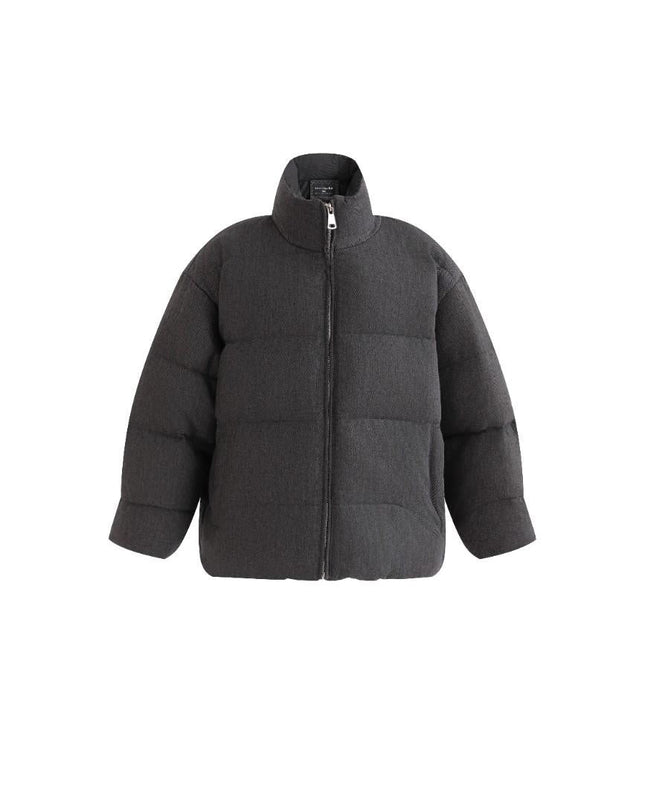 kids atelier moustache Black Puffer Jacket with High Collar