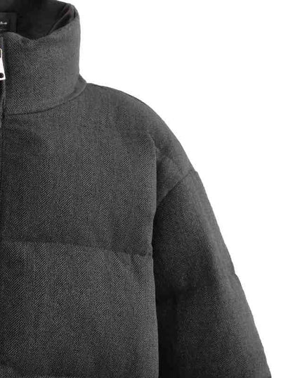 kids atelier moustache Black Puffer Jacket with High Collar