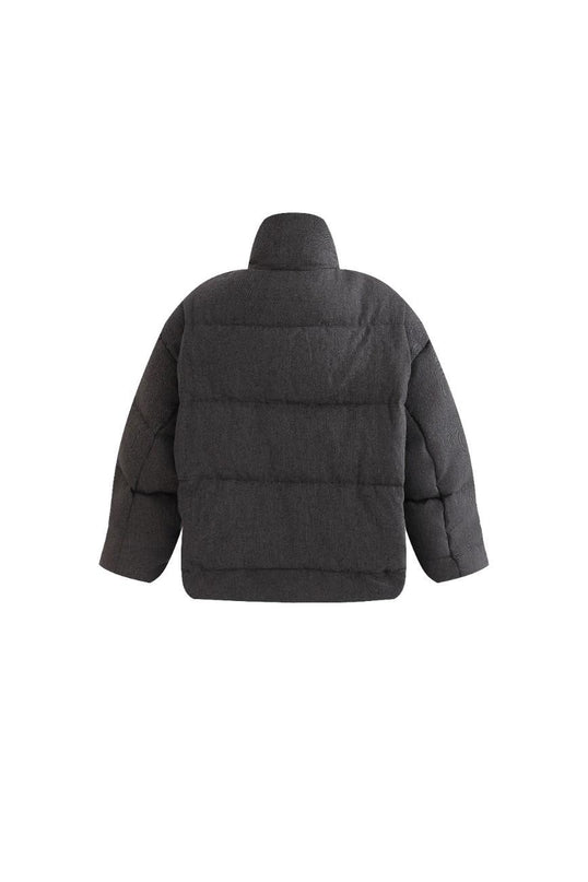 kids atelier moustache Black Puffer Jacket with High Collar