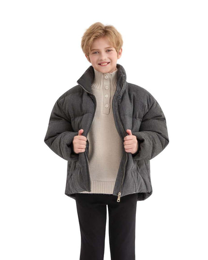 kids atelier moustache Black Puffer Jacket with High Collar
