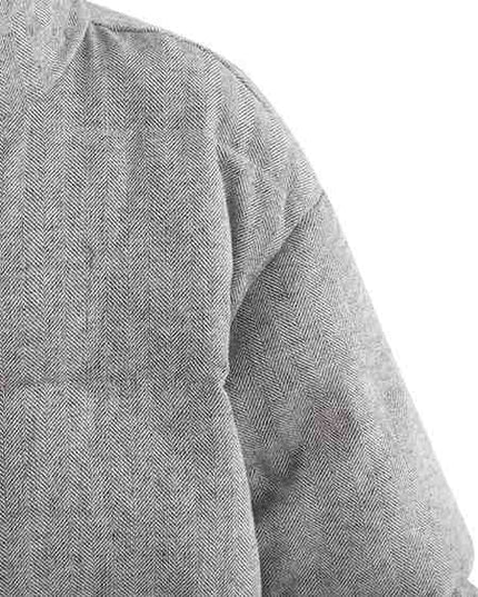 kids atelier moustache Gray Puffer Jacket with High Collar