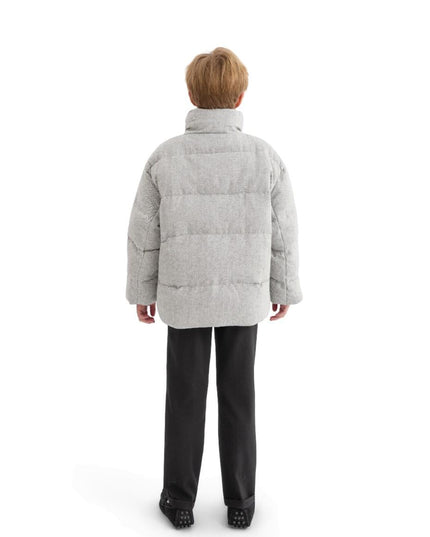 kids atelier moustache Gray Puffer Jacket with High Collar