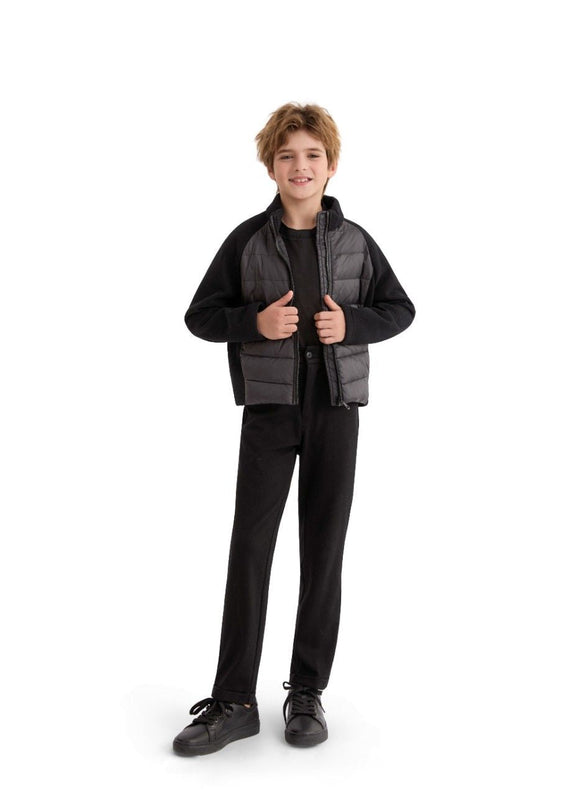 kids atelier moustache Black Quilted Zip Jacket