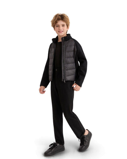 kids atelier moustache Black Quilted Zip Jacket