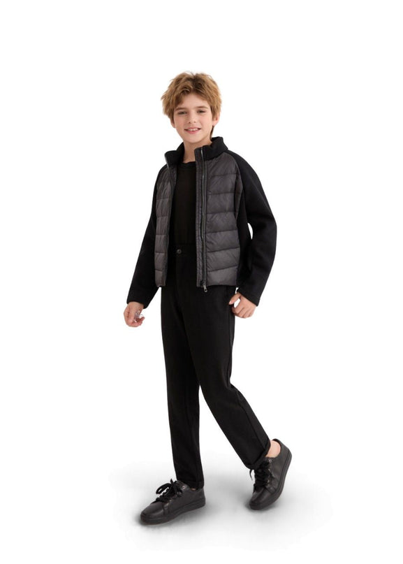 kids atelier moustache Black Quilted Zip Jacket