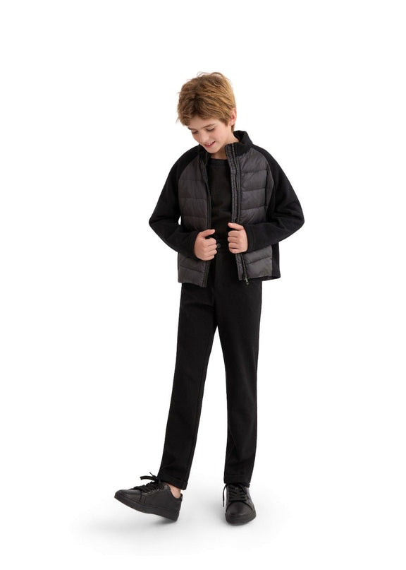 kids atelier moustache Black Quilted Zip Jacket
