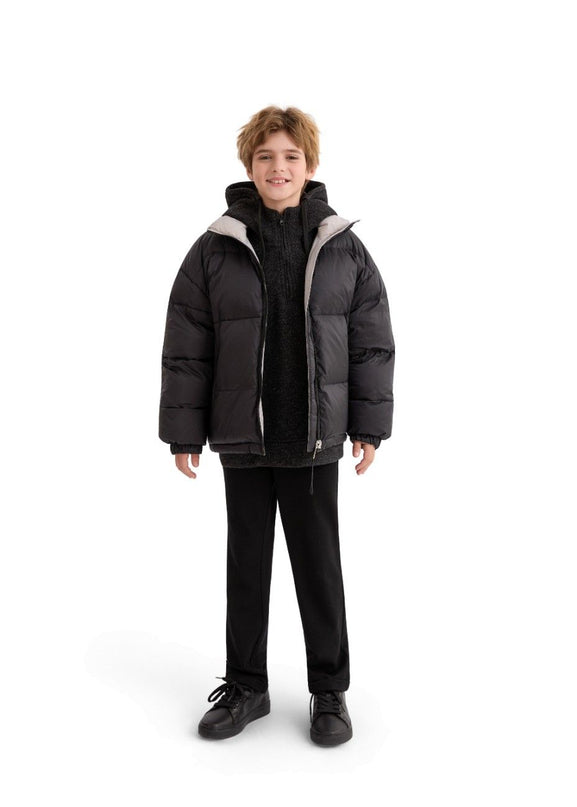kids atelier moustache Black Quilted Puffer Jacket