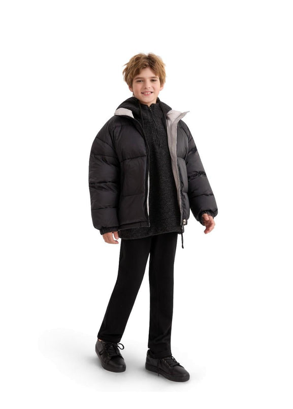 kids atelier moustache Black Quilted Puffer Jacket