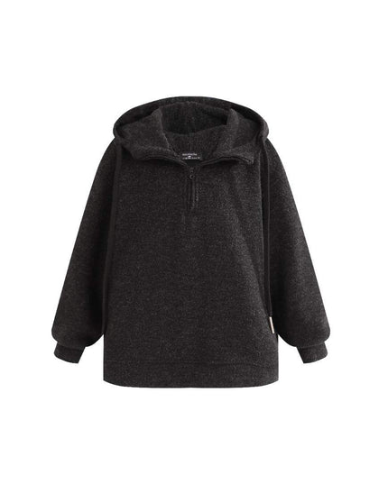 kids atelier moustache Dark Gray Half-Zip Hooded Sweatshirt