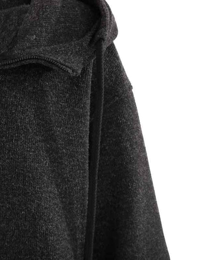 kids atelier moustache Dark Gray Half-Zip Hooded Sweatshirt