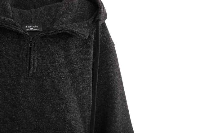kids atelier moustache Dark Gray Half-Zip Hooded Sweatshirt