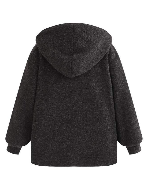 kids atelier moustache Dark Gray Half-Zip Hooded Sweatshirt
