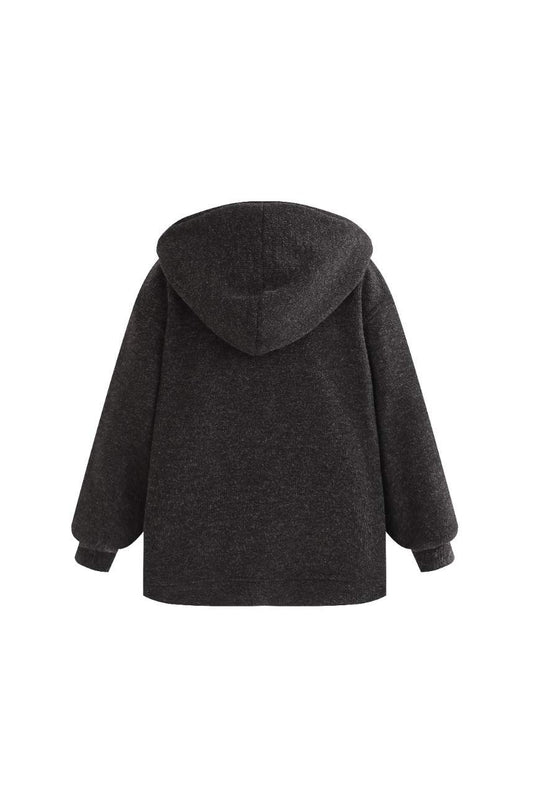 kids atelier moustache Dark Gray Half-Zip Hooded Sweatshirt