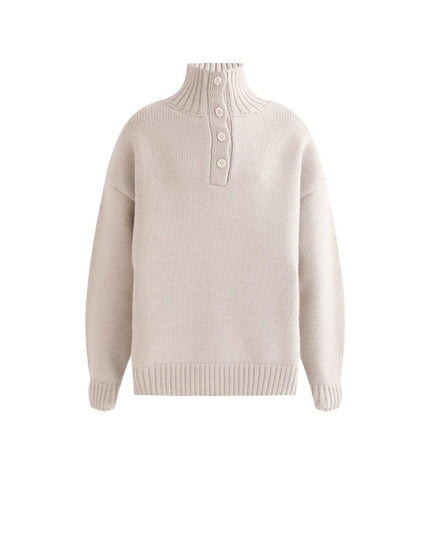 kids atelier moustache Beige Button-Up Ribbed Sweater