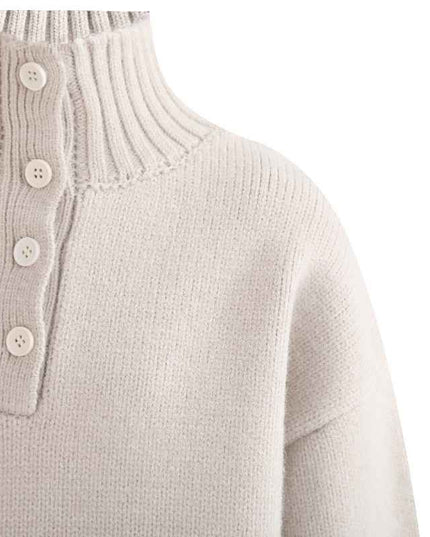 kids atelier moustache Beige Button-Up Ribbed Sweater