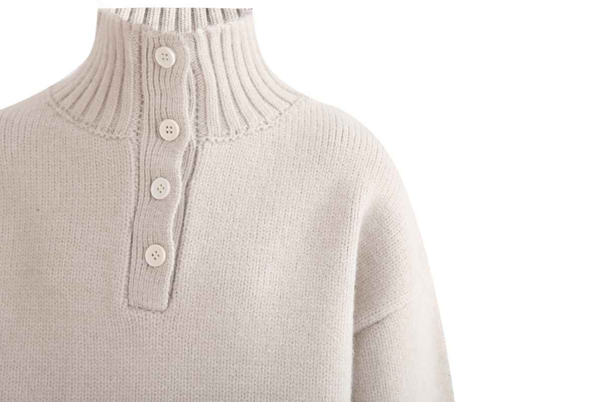 kids atelier moustache Beige Button-Up Ribbed Sweater