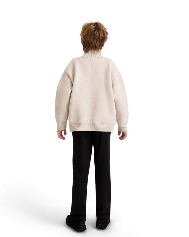kids atelier moustache Beige Button-Up Ribbed Sweater