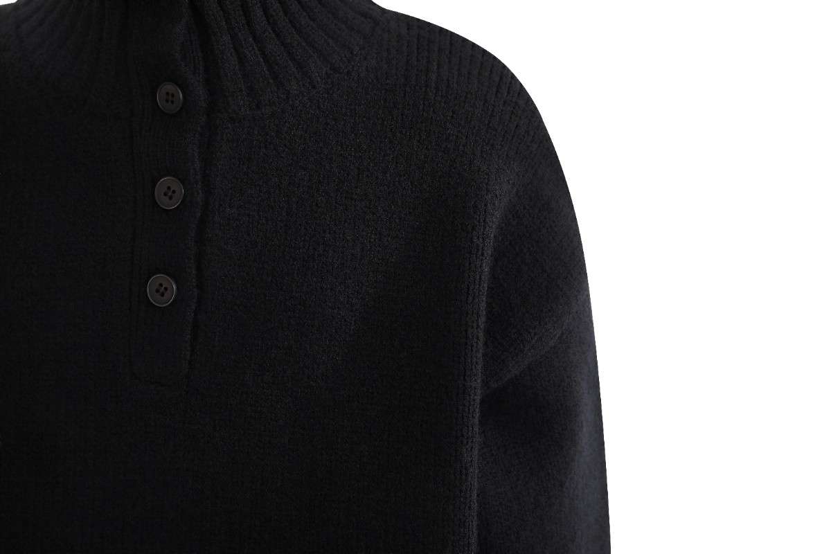 kids atelier moustache Black Button-Up Ribbed Sweater