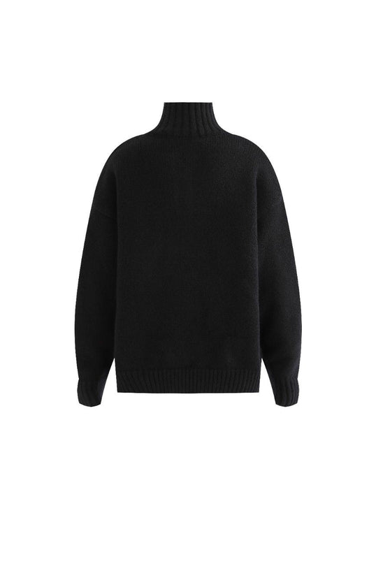 kids atelier moustache Black Button-Up Ribbed Sweater