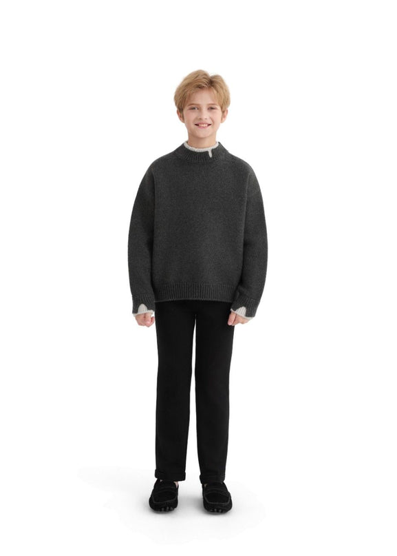 kids atelier moustache Dark Gray Classic Knit Sweater