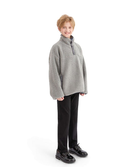 kids atelier moustache Gray Sherpa Fleece Pullover
