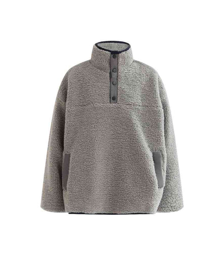kids atelier moustache Gray Sherpa Fleece Pullover